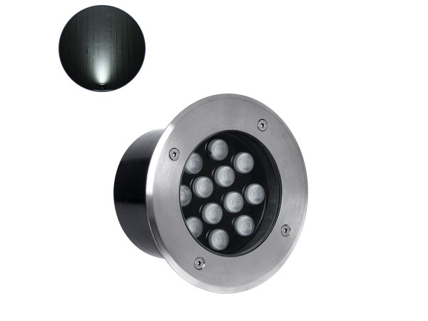 GLOBOSTAR® UNDERGROUNDTINA 90668 Χωνευτό Αρχιτεκτονικο Φωτιστικό Σποτ Δαπέδου LED 12W 1380lm 30° DC 24V Αδιάβροχο IP65 Φυσικό Λευκό 4500K Dimmable - Bridgelux SMD Chip - Ανοξείδωτο Ατσάλι SS304 - Μ16 x Π16 x Υ9cm / Q14cm - 3 Χρόνια Εγγύηση