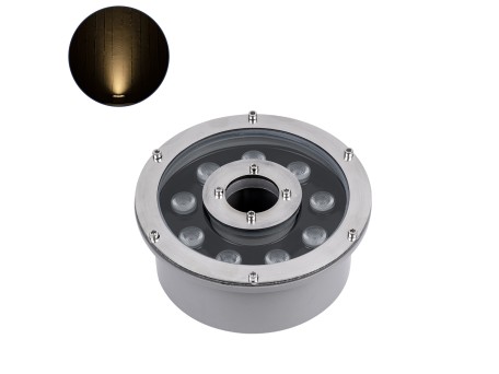GLOBOSTAR® UNDERWATER-FINA 90674 Υποβρύχιος Προβολέας Σποτ για Σιντριβάνια/Πισίνες LED 9W 990lm 30° DC 24V Αδιάβροχο IP68 Θερμό Λευκό 2700K Dimmable - Ανοξείδωτο Ατσάλι 304 - Φ16 x Υ8cm - 3 Χρόνια Εγγύηση