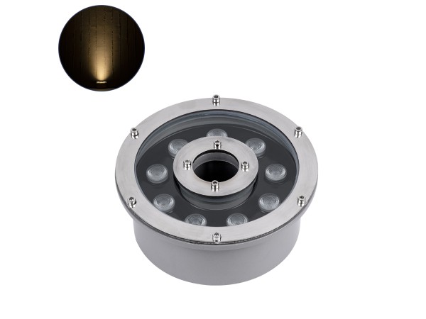 GLOBOSTAR® UNDERWATER-FINA 90674 Υποβρύχιος Προβολέας Σποτ για Σιντριβάνια/Πισίνες LED 9W 990lm 30° DC 24V Αδιάβροχο IP68 Θερμό Λευκό 2700K Dimmable - Ανοξείδωτο Ατσάλι 304 - Φ16 x Υ8cm - 3 Χρόνια Εγγύηση