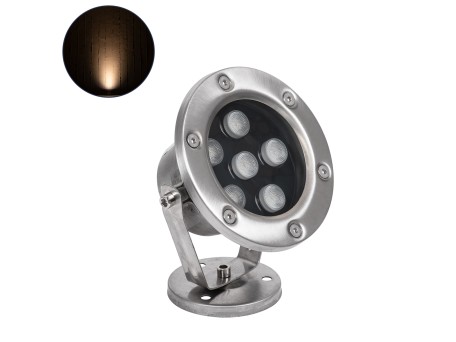 GLOBOSTAR® UNDERWATER-DINA 90676 Υποβρύχιος Προβολέας Σποτ για Σιντριβάνια/Πισίνες LED 6W 660lm 30° DC 24V Αδιάβροχο IP68 Θερμό Λευκό 2700K Dimmable - Ανοξείδωτο Ατσάλι 304 - Μ12 x Π12 x Υ14cm - 3 Χρόνια Εγγύηση