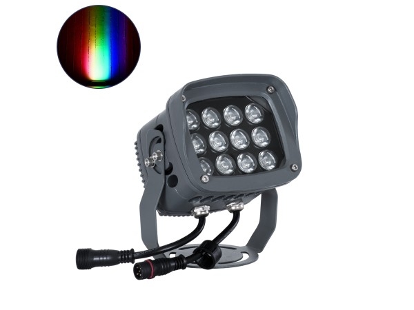 GLOBOSTAR® FLOODXENA 90699 Προβολέας Σποτ Wall Washer με Αντιθαμβωτική Γρίλια LED 24W 2040lm 10° DC 24V Αδιάβροχο IP65 Πολύχρωμο RGBW Dimmable DMX512 - Bridgelux SMD Chip - Γκρι Ανθρακί - Μ13 x Π11 x Υ15cm - 3 Χρόνια Εγγύηση