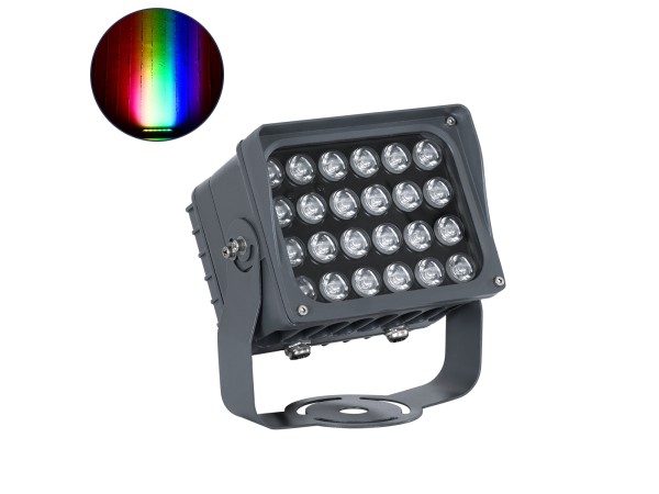 GLOBOSTAR® FLOODXENA 90700 Προβολέας Σποτ Wall Washer με Αντιθαμβωτική Γρίλια LED 48W 4080lm 10° DC 24V Αδιάβροχο IP65 Πολύχρωμο RGBW Dimmable DMX512 - Bridgelux SMD Chip - Γκρι Ανθρακί - Μ17.5 x Π12.5 x Υ18cm - 3 Χρόνια Εγγύηση