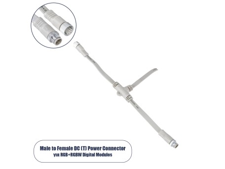 GloboStar® 90702 Ταχυσύνδεσμος Τροφοδοσίας Τύπου T IP65 - 2 Καλώδια +/- σε T DC Power Connector 4 PIN Male για Ένωση 4 PIN Female RGB+RGBW Digital Modules