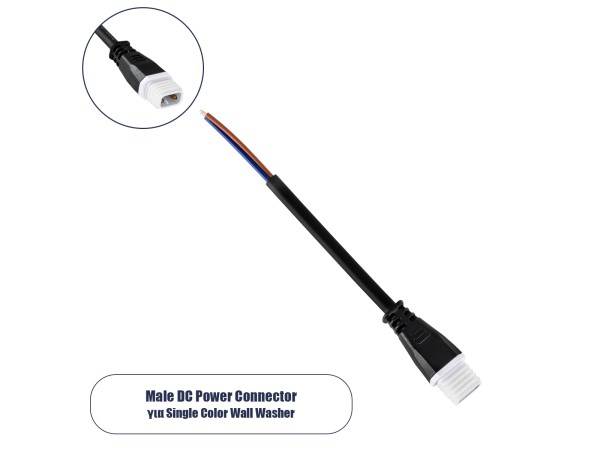 GLOBOSTAR® WWCONNECTOR 90703 2 Pin Σύνδεσμος Τροφοδοσίας για Wall Washers & Προβολείς με Είσοδο 2 x 0.5mm2 & Έξοδο 1 x Αρσενικό Βύσμα Αδιάβροχο IP65 - Μαύρο - Μ11 x Π2 x Υ1.2cm
