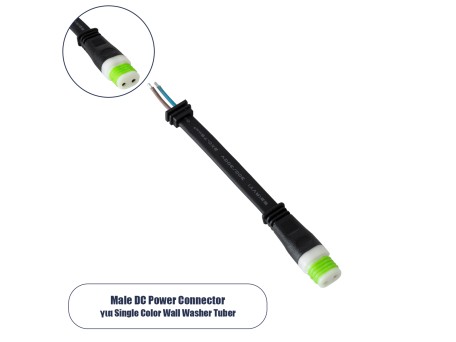 GLOBOSTAR® WWCONNECTOR 90713 2 Pin Σύνδεσμος Τροφοδοσίας για Wall Washers & Προβολείς με Είσοδο 2 x 0.5mm2 & Έξοδο 1 x Αρσενικό Βύσμα Αδιάβροχο IP65 - Μαύρο - Μ15.5 x Π1.5 x Υ1.2cm