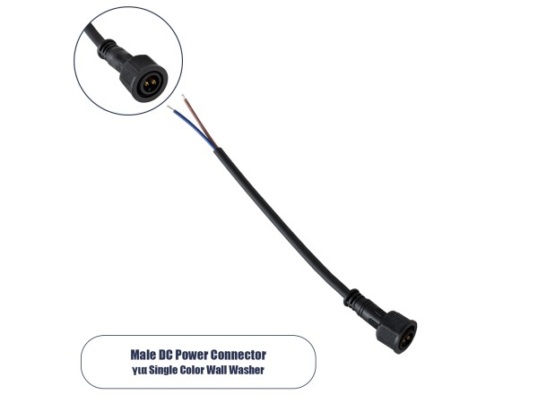 GLOBOSTAR® WWCONNECTOR 90715 2 Pin Σύνδεσμος Τροφοδοσίας για Wall Washers & Προβολείς με Είσοδο 2 x 0.5mm2 & Έξοδο 1 x Αρσενικό Βύσμα Αδιάβροχο IP65 - Μαύρο - Μ21 x Π2 x Υ2cm