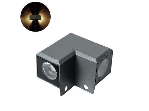 GLOBOSTAR® WALLDONA 90732 Γωνιακό Φωτιστικό LED 10W 1150lm 10° DC 24V Αδιάβροχο IP66 Φυσικό Λευκό 4500K Dimmable - CREE XPE Chip - Γκρι Ανθρακί - Μ8 x Π8 x Υ6cm - 3 Χρόνια Εγγύηση