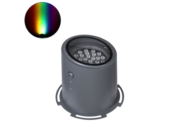 GloboStar® FLOOD-MILO 90742 Κινούμενος Προβολέας - Σποτ Φωτισμού Wall Washer για Φωτισμό Κτιρίων LED 48W 4080lm 10° DC 24V Αδιάβροχο IP67 Φ26 x Υ30cm RGBW DMX512 - Γκρι Ανθρακί - 3 Χρόνια Εγγύηση