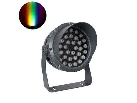 GLOBOSTAR® FLOODIMO 90745 Προβολέας Σποτ Wall Washer με Αντιθαμβωτική Γρίλια LED 54W 4320lm 10° DC 24V Αδιάβροχο IP67 Πολύχρωμο RGBW Dimmable DMX512 - Bridgelux SMD Chip - Γκρι Ανθρακί - Μ26 x Π28 x Υ35cm - 3 Χρόνια Εγγύηση