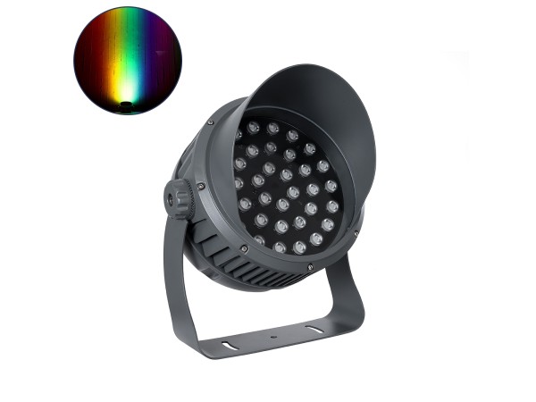 GLOBOSTAR® FLOODIMO 90748 Προβολέας Σποτ Wall Washer με Αντιθαμβωτική Γρίλια LED 100W 8000lm 10° DC 24V Αδιάβροχο IP67 Πολύχρωμο RGBW Dimmable DMX512 - Bridgelux SMD Chip - Γκρι Ανθρακί - Μ34 x Π36 x Υ44cm - 3 Χρόνια Εγγύηση