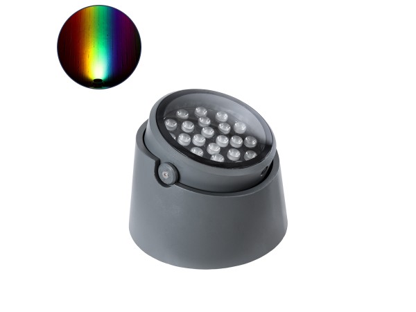 GloboStar® FLOOD-RANA 90751 Κινούμενος Προβολέας - Σποτ Φωτισμού Wall Washer για Φωτισμό Κτιρίων LED 36W 3060lm 5° DC 24V Αδιάβροχο IP67 Φ26 x Υ18cm RGBW DMX512 - Γκρι Ανθρακί - 3 Χρόνια Εγγύηση