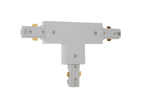 GloboStar S-40049 Διφασικός Connector 3 Καλωδίων Συνδεσμολογίας Ταφ (Τ) για Λευκή Ράγα Οροφής
