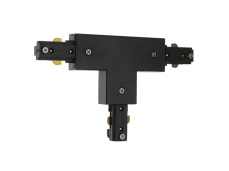 GloboStar S-40050 Διφασικός Connector 3 Καλωδίων Συνδεσμολογίας Ταφ (Τ) για Μαύρη Ράγα Οροφής