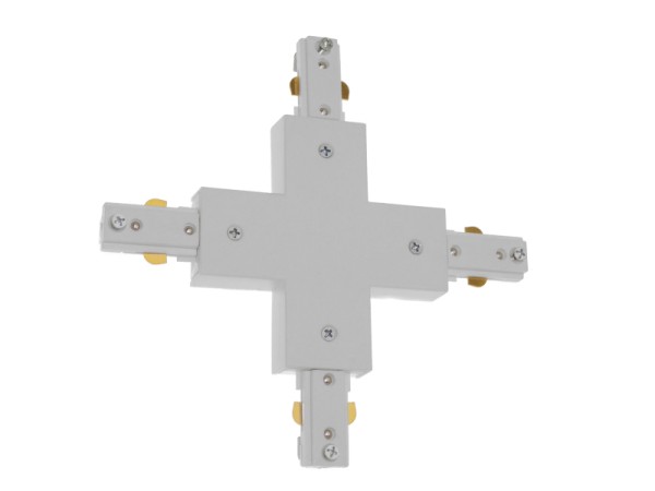 GloboStar S-40051 Διφασικός Connector 3 Καλωδίων Συνδεσμολογίας Cross (+) για Λευκή Ράγα Οροφής