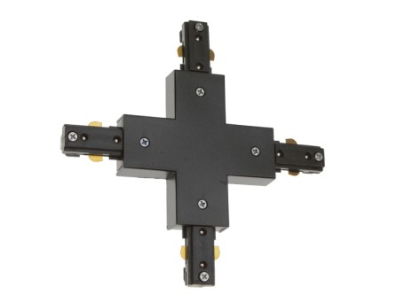 GloboStar S-40052 Διφασικός Connector 3 Καλωδίων Συνδεσμολογίας Cross (+) για Μαύρη Ράγα Οροφής