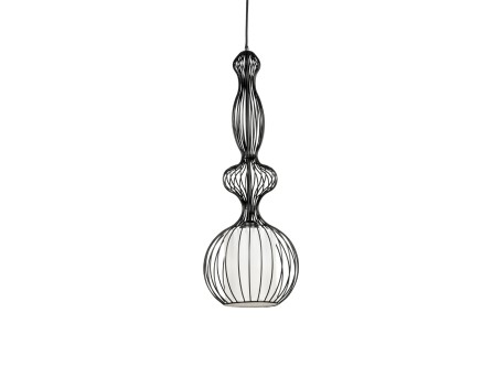 GLOBOSTAR® LILY 01560 Vintage Κρεμαστό Φωτιστικό Οροφής με Ντουί 1 x E27 AC 220-240V IP20 - Μαύρο & Λευκό - Μ25 x Π25 x Υ67cm
