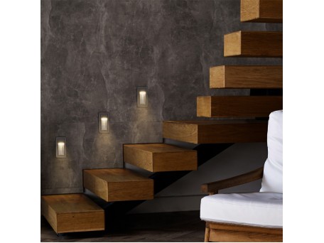 kelvo® STEPART KLV-101-0090 Χωνευτό Φωτιστικό Σκαλοπατιού / Διαδρόμου LED 3W 375lm 45° AC 220-240V Αδιάβροχο IP65 Θερμό Λευκό 2700K - Lumileds SMD Chip & TÜV SÜD Driver - Γκρι Ανθρακί Ματ - Μ6 x Π5.5 x Υ10cm / Q5 x 9.6cm - 5 Χρόνια Εγγύηση