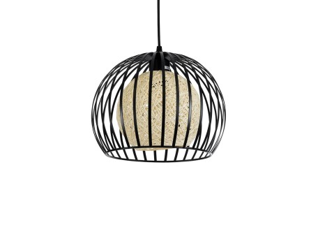 GLOBOSTAR® CARTER 00960 Μοντέρνο Κρεμαστό Φωτιστικό Οροφής με Ντουί 1 x E27 AC 220-240V IP20 - Μαύρο & Μπεζ - Μ28 x Π28 x Υ23cm