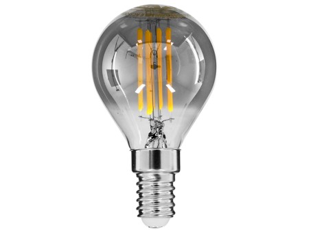 GLOBOSTAR® SPHERE 99063 Λάμπα E14 G45 LED 4W 400lm 360° AC 220-240V IP20 Θερμό Λευκό 2700K Dimmable - Filament Chip - Μαύρο Φιμέ - Μ4.5 x Π4.5 x Υ8.1cm - 3 Χρόνια Εγγύηση
