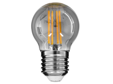 GLOBOSTAR® SPHERE 99065 Λάμπα E27 G45 LED 6W 600lm 360° AC 220-240V IP20 Θερμό Λευκό 2700K Dimmable - Long Filament Chip - Μαύρο Φιμέ - Μ4.5 x Π4.5 x Υ7.7cm - 3 Χρόνια Εγγύηση