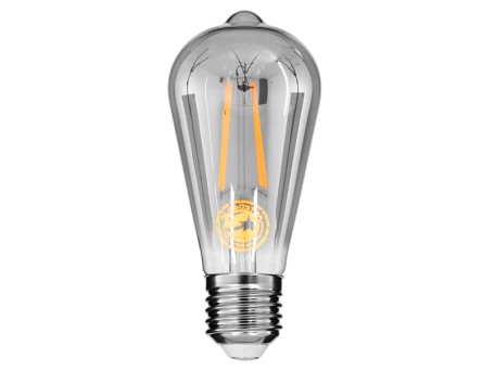 GLOBOSTAR® PEAR 99076 Λάμπα E27 ST64 LED 8W 800lm 360° AC 220-240V IP20 Θερμό Λευκό 2700K Dimmable - Long Filament Chip - Μαύρο Φιμέ - Μ6.4 x Π6.4 x Υ14.5cm - 3 Χρόνια Εγγύηση