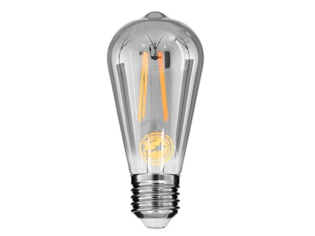 GLOBOSTAR® PEAR 99077 Λάμπα E27 ST64 LED 10W 1000lm 360° AC 220-240V IP20 Θερμό Λευκό 2700K Dimmable - Long Filament Chip - Μαύρο Φιμέ - Μ6.4 x Π6.4 x Υ14.5cm - 3 Χρόνια Εγγύηση