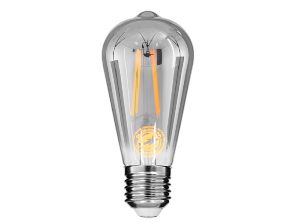 GLOBOSTAR® PEAR 99077 Λάμπα E27 ST64 LED 10W 1000lm 360° AC 220-240V IP20 Θερμό Λευκό 2700K Dimmable - Long Filament Chip - Μαύρο Φιμέ - Μ6.4 x Π6.4 x Υ14.5cm - 3 Χρόνια Εγγύηση