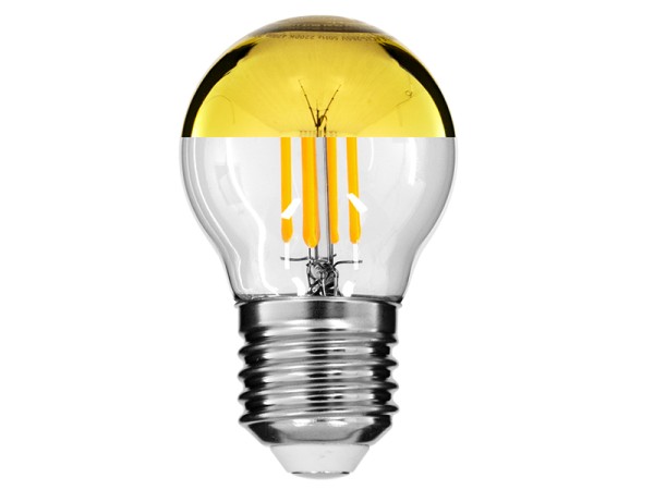 GLOBOSTAR® SPHERE 99106 Λάμπα E27 G45 LED 4W 420lm 320° AC 220-240V IP20 Ultra Θερμό Λευκό 2200K Dimmable - Filament Chip - Διάφανο με Χρυσό Ανεστραμμένο Καθρέπτη - Μ4.5 x Π4.5 x Υ7.7cm - 3 Χρόνια Εγγύηση