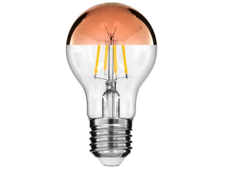 GLOBOSTAR® GLOBE 99111 Λάμπα E27 A60 LED 8W 840lm 320° AC 220-240V IP20 Ultra Θερμό Λευκό 2200K Dimmable - Filament Chip - Διάφανο με Χάλκινο Ανεστραμμένο Καθρέπτη - Μ6 x Π6 x Υ11cm - 3 Χρόνια Εγγύηση