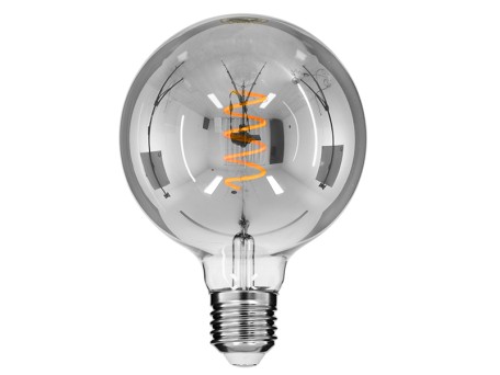 GLOBOSTAR® BUBBLE 99139 Λάμπα E27 G125 LED 6W 470lm 360° AC 220-240V IP20 Θερμό Λευκό 2700K Dimmable - Soft Spiral Filament Chip - Μαύρο Φιμέ - Μ12.5 x Π12.5 x Υ17.8cm - 3 Χρόνια Εγγύηση