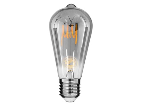 GLOBOSTAR® PEAR 99142 Λάμπα E27 ST64 LED 6W 470lm 360° AC 220-240V IP20 Θερμό Λευκό 2700K Dimmable - Soft T Spiral Filament Chip - Μαύρο Φιμέ - Μ6.4 x Π6.4 x Υ14.5cm - 3 Χρόνια Εγγύηση
