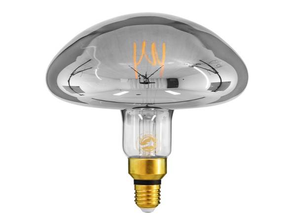 GLOBOSTAR® MUSHROOM 99174 Λάμπα E27 MR200 LED 6W 480lm 360° AC 220-240V IP20 Θερμό Λευκό 2700K Dimmable - Soft T Spiral Filament Chip - Μαύρο Φιμέ - Μ19.5 x Π19.5 x Υ20cm - 3 Χρόνια Εγγύηση