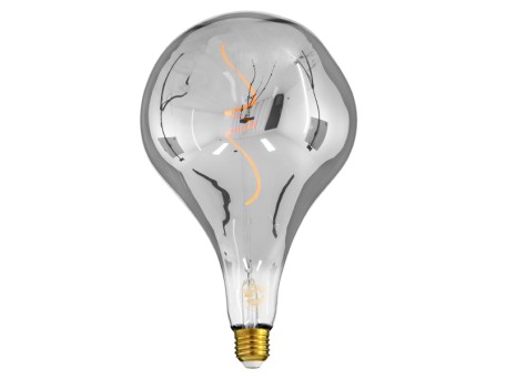 GLOBOSTAR® ROCK 99176 Λάμπα E27 R170 LED 6W 480lm 360° AC 220-240V IP20 Θερμό Λευκό 2700K Dimmable - Soft S Spiral Filament Chip - Μαύρο Φιμέ - Μ16.7 x Π16.7 x Υ29cm - 3 Χρόνια Εγγύηση