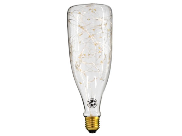 GLOBOSTAR® DECOBOTTLE 99221 Λάμπα E27 DBC80 LED 3W 240lm 360° AC 220-240V IP20 Θερμό Λευκό 2700K - Copper String Chip - Διάφανο - Μ8 x Π8 x Υ23cm - 3 Χρόνια Εγγύηση