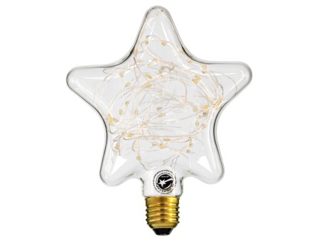 GLOBOSTAR® DECOSTAR 99224 Λάμπα E27 DSC125 LED 2W 160lm 360° AC 220-240V IP20 Θερμό Λευκό 2700K - Copper String Chip - Διάφανο - Μ15 x Π6 x Υ18cm - 3 Χρόνια Εγγύηση