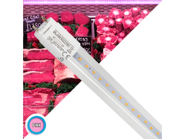 GloboStar® 99332 Λάμπα Σωλήνας Τύπου Φθορίου T8 Linear 120cm LED SMD 2835 20W 2000 lm 320° AC 85-265V IP20 CRI ≥90 Ροζ Ειδική για Κρεοπωλείο