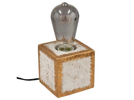 GLOBOSTAR® CEMENT 99403 Μοντέρνο Επιτραπέζιο Φωτιστικό Πορτατίφ με Ντουί 1 x E27 AC 220-240V IP20 - Χρυσό & Γκρι - M10 x Π10 x Υ10cm