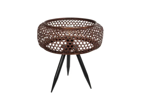 GLOBOSTAR® ZORION 999-0040 Vintage Επιτραπέζιο Φωτιστικό Πορτατίφ με Ντουί 1 x E27 AC 220-240V IP20 - Καφέ & Μαύρο - Μ40 x Π40 x Υ43.5cm