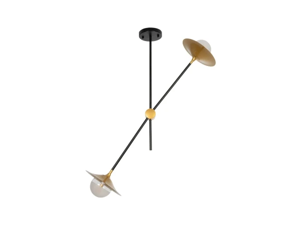 GLOBOSTAR® JOLIET 999-0043 Μοντέρνο Φωτιστικό Οροφής με Ντουί 2 x G9 AC 220-240V IP20 - Μαύρο & Χρυσό - Μ93 x Π20 x Υ106cm