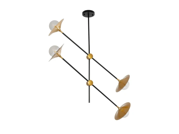 GLOBOSTAR® JOLIET 999-0044 Μοντέρνο Φωτιστικό Οροφής με Ντουί 4 x G9 AC 220-240V IP20 - Μαύρο & Χρυσό - Μ93 x Π20 x Υ106cm