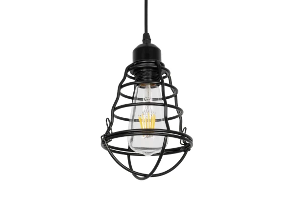 GLOBOSTAR® ALDO 999-0096 Vintage Κρεμαστό Φωτιστικό Οροφής με Ντουί 1 x E27 AC 220-240V IP20 - Μαύρο - Μ15 x Π15 x Υ24cm