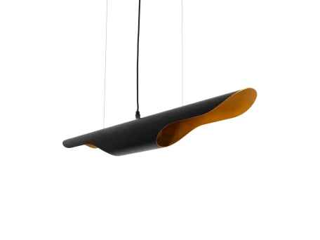 GLOBOSTAR® ESTERINA 999-0180 Μοντέρνο Κρεμαστό Φωτιστικό Οροφής με Ντουί 2 x E27 AC 220-240V IP20 - Μαύρο & Χρυσό - Μ100 x Π10 x Y10cm