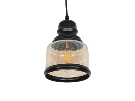 GLOBOSTAR® OLIVER 999-0187 Vintage Κρεμαστό Φωτιστικό Οροφής με Ντουί 1 x E27 AC 220-240V IP20 - Μελί & Μαύρο - Μ15 x Π15 x Υ21.5cm