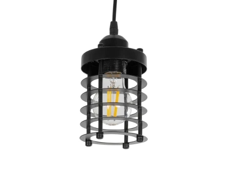 GLOBOSTAR® DARSEY 999-0227 Vintage Κρεμαστό Φωτιστικό Οροφής με Ντουί 1 x E27 AC 220-240V IP20 - Μαύρο - Μ10 x Π10 x Υ19cm