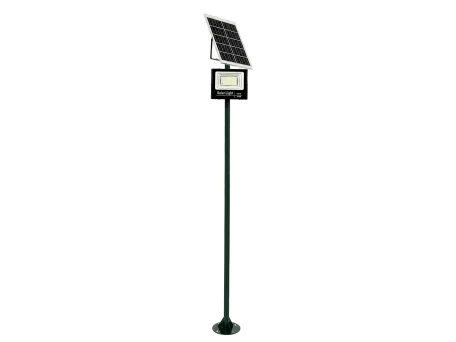 GLOBOSTAR® HELIOS-280 GLB-000-0006 Μεταλλικός Γαλβανισμένος Στύλος Φωτισμού για Φωτοβολταϊκό Προβολέα Εξωτερικού Χώρου - RAL 6009 Κυπαρίσσι Ματ - Μ35 × Π25 × Υ280cm