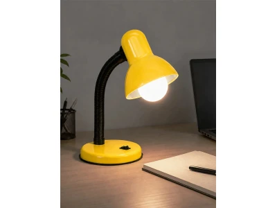 GLOBOSTAR® STUDENT GLB-102-0013 Μοντέρνο Επιτραπέζιο Φωτιστικό Πορτατίφ με Ντουί 1 x E27 AC 220-240V IP20 - Κίτρινο & Μαύρο - Μ14 x Π14 x Υ32cm