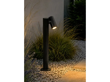 GLOBOSTAR® STEM GLB-103-0012 Φωτιστικό Κολωνάκι Κήπου LED 12W 1080lm 60° AC 220-240V Αδιάβροχο IP65 Θερμό Λευκό 2700K - Sanan SMD Chip - Μαύρο Ματ - Μ12 x Π18 x Υ60cm - 3 Χρόνια Εγγύηση