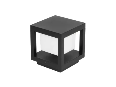 GLOBOSTAR® PRISM GLB-103-0017 Φωτιστικό Κολωνάκι Κήπου LED 10W 900lm 90° AC 220-240V Αδιάβροχο IP65 Θερμό Λευκό 2700K - Sanan SMD Chip - Μαύρο Ματ - Μ15 x Π15 x Υ16cm - 3 Χρόνια Εγγύηση