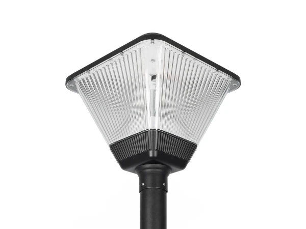 GLOBOSTAR® TOPIS GLB-103-0021 Φωτιστικό Κεφαλής Post Top Πλατείας/Πάρκου/Κήπου LED 50W 4500lm 360° AC 220-240V Αδιάβροχο IP65 Θερμό Λευκό 2700K - Sanan SMD Chip - Μαύρο Ματ - Μ45 x Π45 x Υ40cm - 3 Χρόνια Εγγύηση