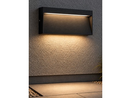 GLOBOSTAR® STEPINI GLB-103-0036 Φωτιστικό Σκαλοπατιού / Διαδρόμου LED 9W 810lm 45° AC 220-240V Αδιάβροχο IP65 Θερμό Λευκό 2700K - Sanan SMD Chip - Μαύρο Ματ - Μ20 x Π3 x Υ9cm - 3 Χρόνια Εγγύηση